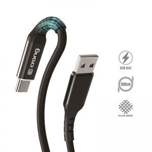 Crong Kabel 60W z USB-C na USB-A w oplocie 150cm