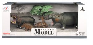 Hipopotam figurka zwierzęta świata zestaw 3 szt