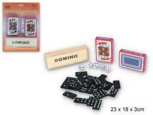 Karty do gry 2 talie plus domino i kości 3w1