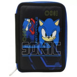 Sonic piórnik 2 dzielny z wyposażeniem